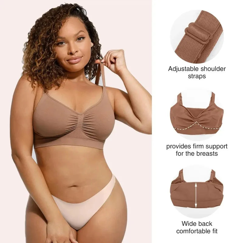 Adjustable Shoulder Straps Breasts Bra Seamless Bras Full Coverage Wireless Push up Bra for Women Comfort Sculpting Bralettes